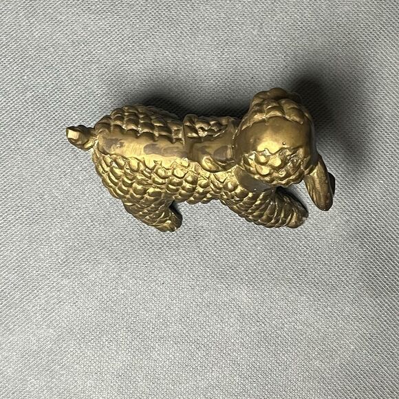 Vintage Brass Poodle Figurine Puppy Dog Decorative Figurine Paperweight 3” Tall - Picture 5 of 8